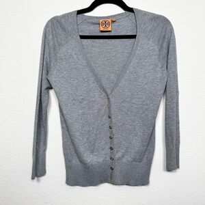 Tory Burch Gray Cardigan V-neck Mini Buttons Size XS